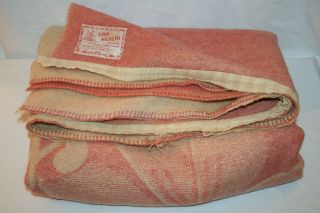 Vintage Orr Health Pink Wool Holland Tulip Reversible Blanket - 63x78