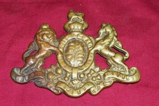 Brass English Coat Of Arms Uk British England Horse Tack Breast Collar Ammo Box