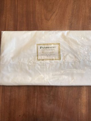 Penobscot Wamsutta Supercale Queen Flat Sheet White 100 Cotton Vtg Usa