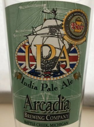 Arcadia Brewing Company India Pale Ale Ipa Battle Creek Michigan Beer Pint Glass