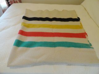 Vintage Golden Dawn Wool Striped Blanket 62 X 72 Hudson Bay Style 1