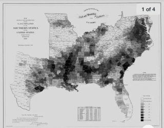 1861 Populuation Map Of Slaves In Southern States By County Created By Us Army