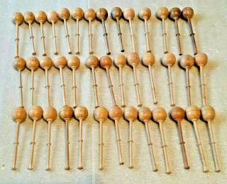 40 Vintage Wooden Bobbin Lace Making Bobbins Aprox.  22 To 25 Mm Round & Oval