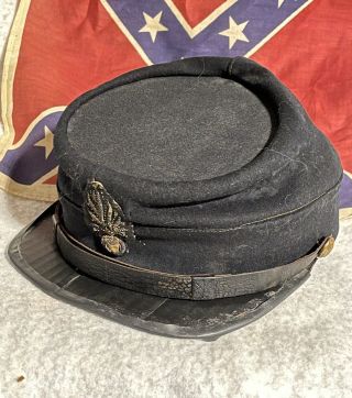 Very Desireable ID’D Civil War Union Ordnance Officers Kepi C.  W.  Hat Cap 2