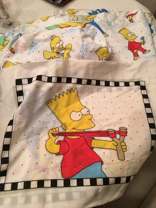 Vintage The Simpsons Twin Bed Sheet Set Flat & Fitted,  Pillowcase Fabric 90s Tv