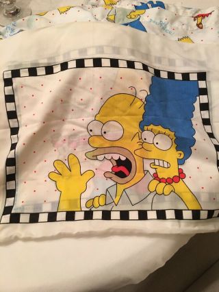 VINTAGE The Simpsons Twin Bed Sheet Set Flat & Fitted,  Pillowcase Fabric 90s TV 3
