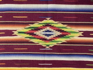 Vtg Mexican Fine Weaving Wool Cotton 15” X 31 3/4” Saltillo Wall Or Table Cloth 3
