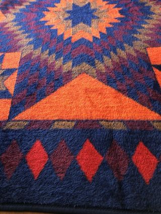 Vintage Biederlack Southwestern Aztec Plush Blanket Reversible W.  Germany 2