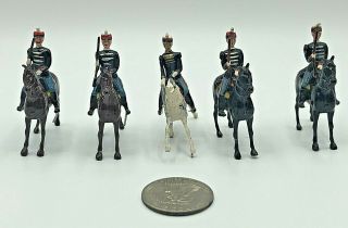 (5) Vintage Britains Mounted Hussars Lead Toy Soldiers 54mm Good Shape