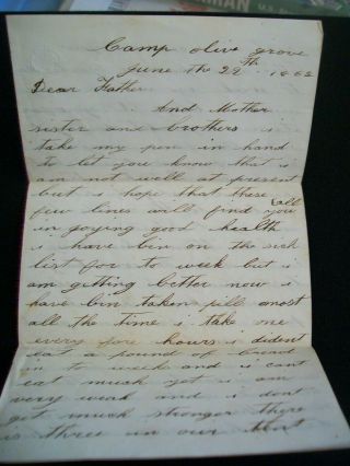 1862 Civil War Union Soldiers Letter Camp Olive Grove Hanging A Rebel Spy