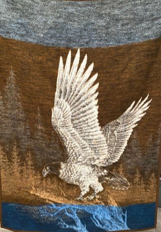 Vintage Biederlack Blanket Throw Eagle Reversible Acrylic 53 " X 74 " Warm Soft