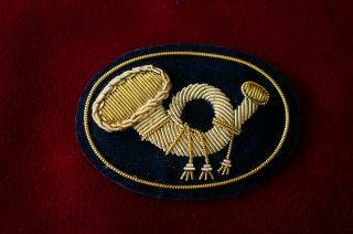 Civil War Union / Confederate Infantry Bugle Gold Bullion Kepi Hat Emblem
