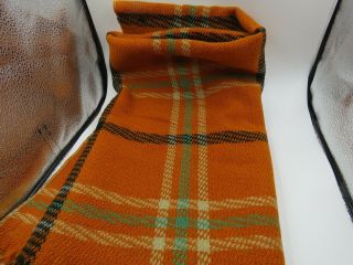 Vintage All Wool Motor Robe Blanket American Woolen Co.  Inc Orange Plaid Fringe