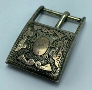 Western Style Sterling Silver Belt Buckle Mexico 925 & Gf Accents Vintage 2”
