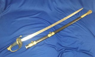 Civil War Model 1850 Ames Staff And Field Officer Sword With Metal Scab