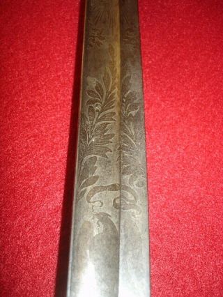 CIVIL WAR M1850 FOOT OFFICERS SWORD,  WARNOCK & CO.  STAND BY THE UNION ON BLADE 6