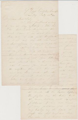 1862 Civil War Soldier Letter - Camp Near Warrenton Va - 9th Ny - Good Content
