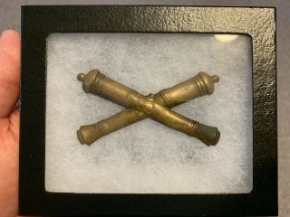 Civil War Artillery Crossed Cannon Brass Kepi Hat Pin Insignia