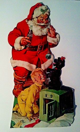 Vintage,  Coca Cola Santa Claus Stand - Up Counter Display,  Cardboard Cutout Sign
