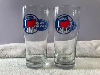 Beer Glasses Set Of 2 Bud Light I Love Ohio