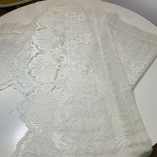 Lace Curtain Set 4 Panels Valance Floral Print Color White 58” x 16” 3