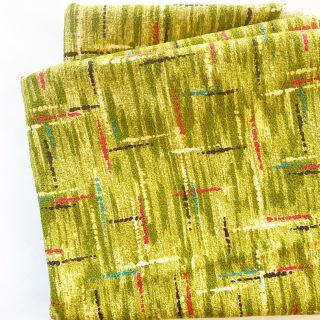 Vintage Barkcloth Fabric - Green Spectrum Atomic Abstract Mid Century