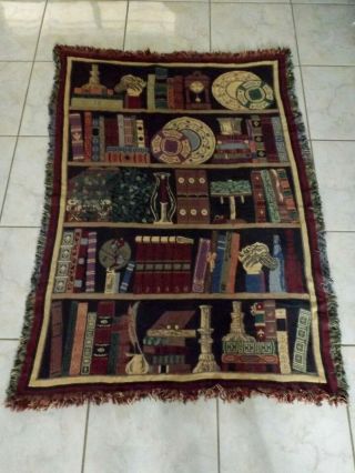 Goodwin Weavers Bookshelf Tapestry Throw Blanket 100 Cotton Made In U.  S.  A.