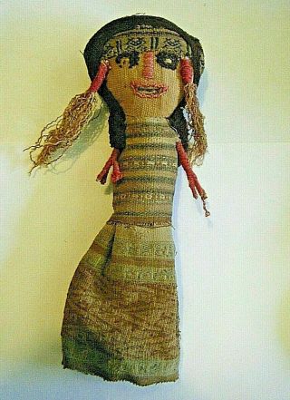 Nazca Peru Folk Art Pre - Colombian Cloth Burial Chancay Doll With Feet