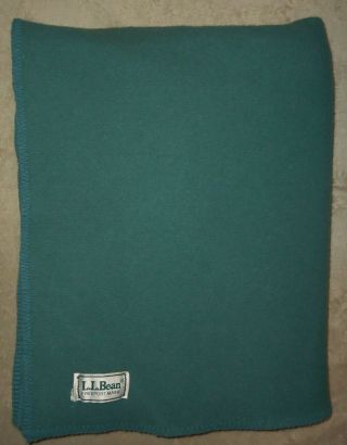 Vintage Ll Bean Hunter Green Wool Blanket Throw 66 " X 86 " Tagged