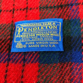 Pendleton 100 Pure Virgin Wool Red Plaid Blanket Vintage USA 70 