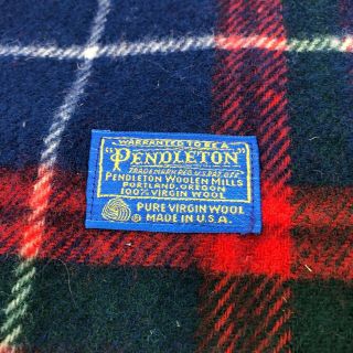 Pendleton 100 Pure Virgin Wool Red Blue Plaid Blanket Vintage Usa 72 " X 56 "