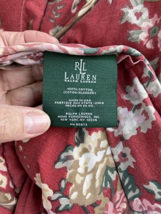 VTG Ralph Lauren retired queen/full comforter made USA Red floral reversible 2