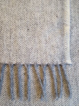 Vintage Faribault 100 Wool Fringed Throw Blanket Heathered Gray & White 54x 73 "