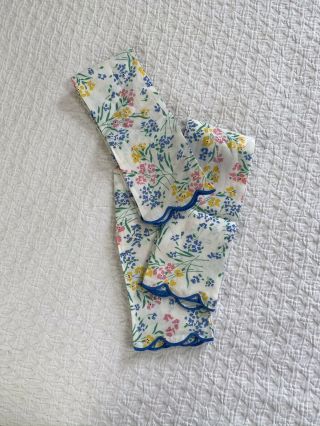 3 Porthault Vtg Guest Towel Fleur Des Champs Blue Scallop Edge Flax Linen Multi