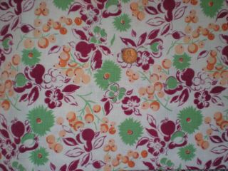 Floral Intact Feedsack Quilt Sewing Doll Clothes Craft Fabric Green Peach Wine