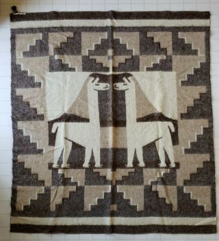 Vintage American Fabrics Peru Alpaca/wool/cotton Blanket 1940 