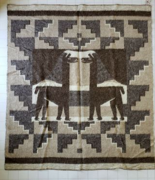 Vintage American Fabrics Peru Alpaca/Wool/Cotton Blanket 1940 ' s - 50s 2