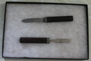 Civil War Era Fork & Knife Combo Set In Case Universal L.  F.  & C