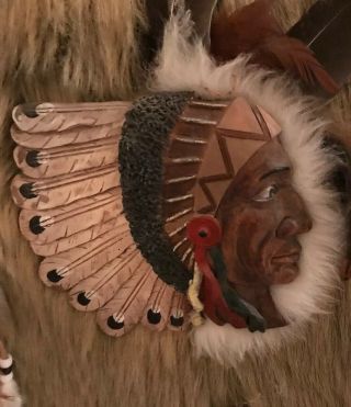 Vintage Native American Indian Large Dream Catcher Fur Wool Feathers Beads 3
