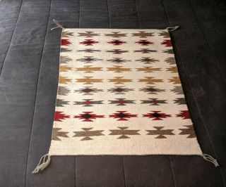 Vintage Native American Navajo Indian Traditional Designs Wool Rug
