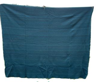 Vintage Turquoise Wool Blanket 74”x82” No Flaws Med/heavy Weight