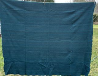 Vintage Turquoise Wool Blanket 74”x82” No Flaws Med/heavy Weight 2