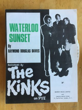 Ray And Dave Davies,  The Kinks Vintage Sheet Music " Waterloo Sunset "