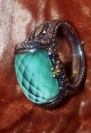 Vintage Barbara Bixby Sterling Silver Faceted Gemstone Ring 18k Flower