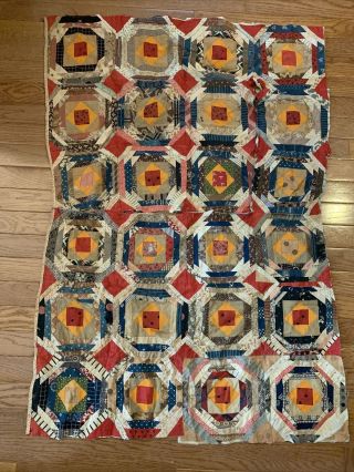 Quilt Top Topper Vintage 27x40 Repurpose Hand Stitched