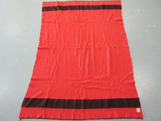 Vintage Horn Brothers Canada Pure Wool Red Black Stripe Trapper Blanket 58 X 84