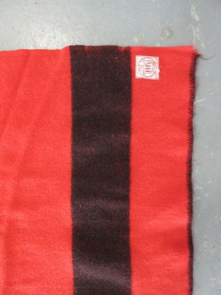 Vintage Horn Brothers Canada Pure Wool Red Black Stripe Trapper Blanket 58 X 84 3
