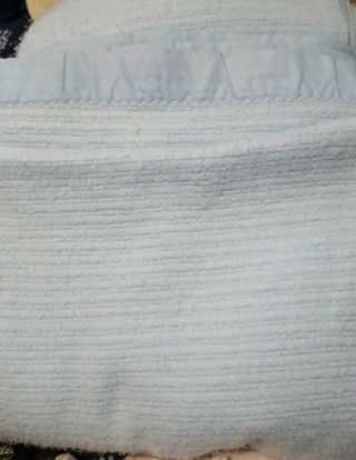 Vintage Acrylic Blanket Satin Trim Pale Blue 89 X 84 Full Queen
