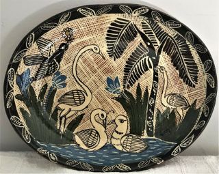 Vintage Mexican Ceramic Pottery Plate Platter Popotillo Lucano Family