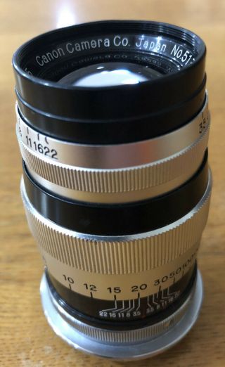 Vintage Canon 100mm F:3.  5 1950s Lens 51307 Japan 3” Long